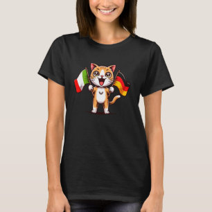 I Love Germany Italy Friendship Flag Cute Cat Germ T-Shirt