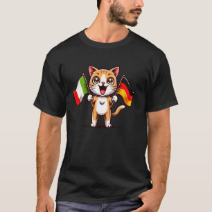 I Love Germany Italy Friendship Flag Cute Cat Germ T-Shirt