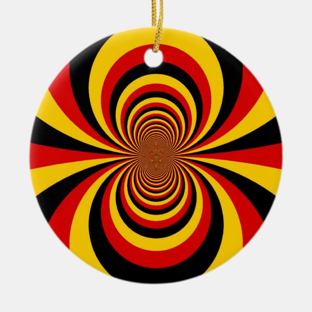 I Love Germany National Flag Colors Art Print Ceramic Tree Decoration (Front)