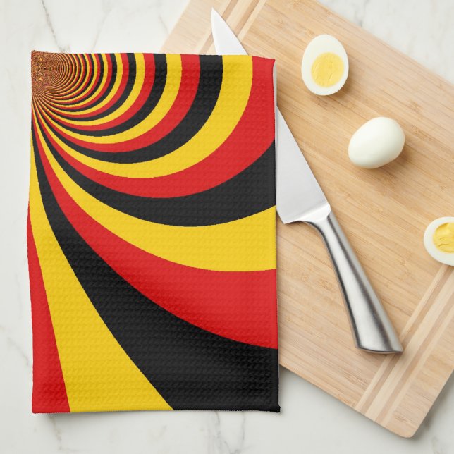 I Love Germany National Flag Colours Art Print Tea Towel (Quarter Fold)