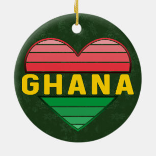 I Love Ghana, Ghanaian Heart Ceramic Tree Decoration