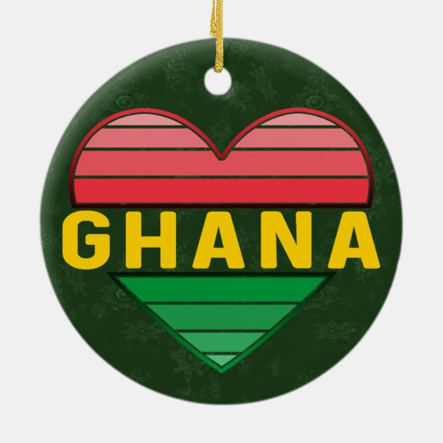 I Love Ghana, Ghanaian Heart Ceramic Tree Decoration (Back)