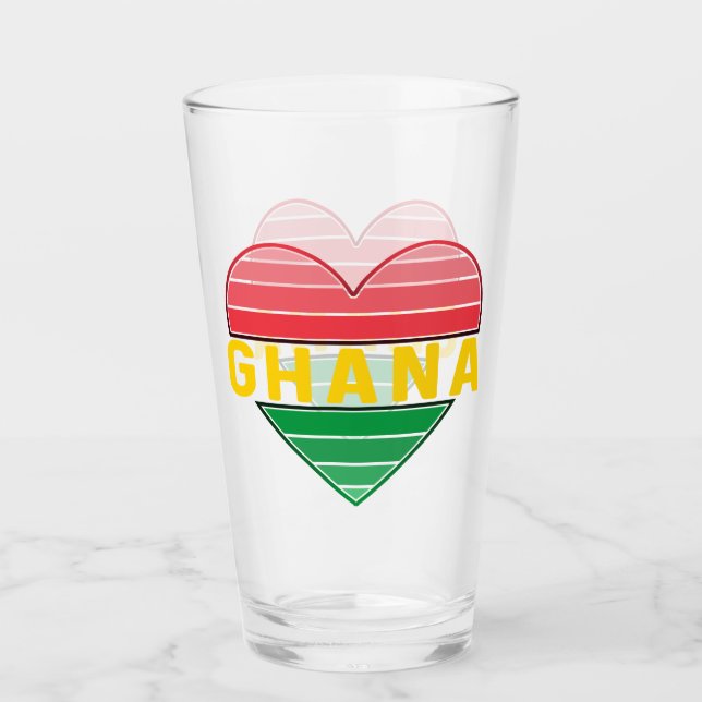 I Love Ghana, Ghanaian Heart Glass (Front)