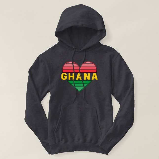 I Love Ghana, Ghanaian Heart Hoodie (Design Front)