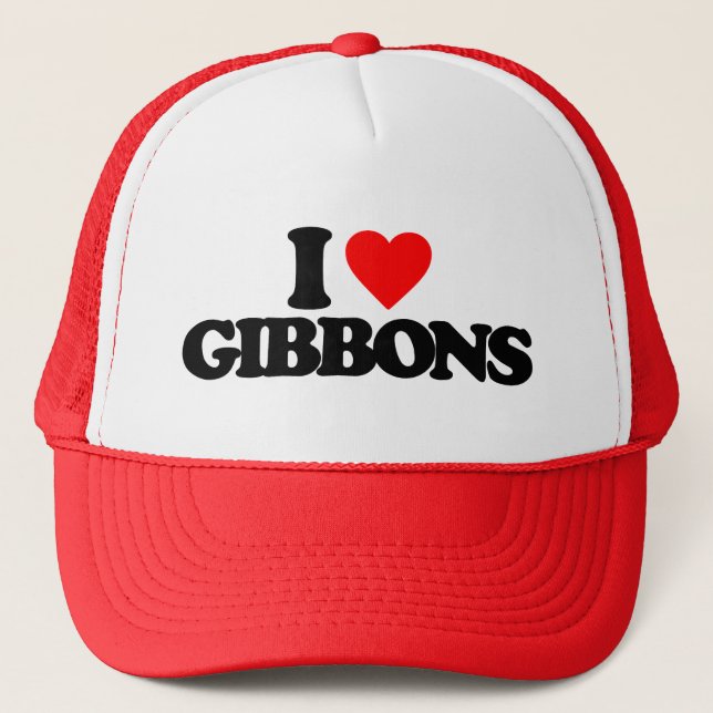 I LOVE GIBBONS TRUCKER HAT (Front)