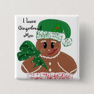 I Love Gingerbread Men 15 Cm Square Badge