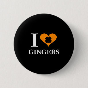 I Love Gingers Heart Shamrock Redhead Lover Shirt  6 Cm Round Badge