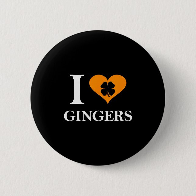 I Love Gingers Heart Shamrock Redhead Lover Shirt  6 Cm Round Badge (Front)