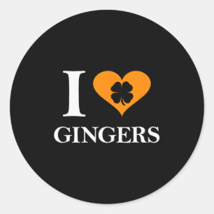 I Love Gingers Heart Shamrock Redhead Lover Shirt Classic Round Sticker