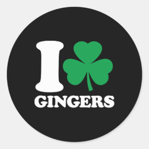 I Love Gingers - I Heart Gingers - St Patricks Day Classic Round Sticker