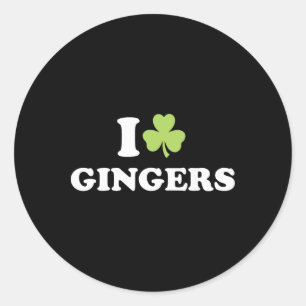 I Love Gingers St. Patrick's Day Shamrock Redheads Classic Round Sticker