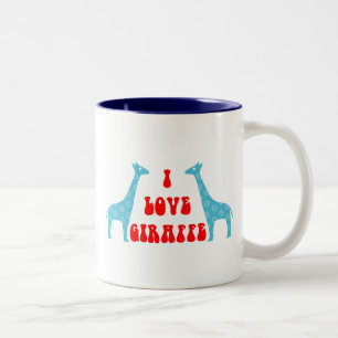 I Love Giraffe (Blue) Two-Tone Coffee Mug