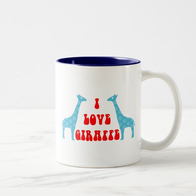 I Love Giraffe (Blue) Two-Tone Coffee Mug (Right)