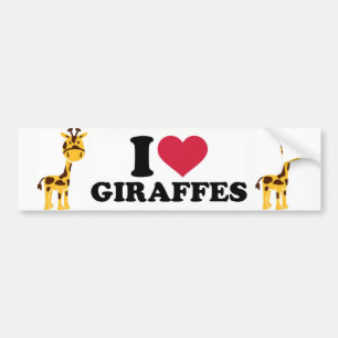 I Love Giraffes Bumper Sticker