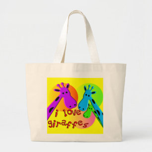 I Love Giraffes gifts Large Tote Bag