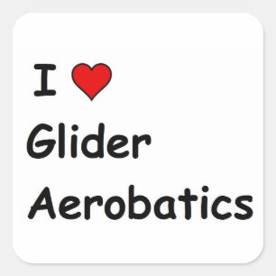 I Love Glider Aerobatics Square Sticker