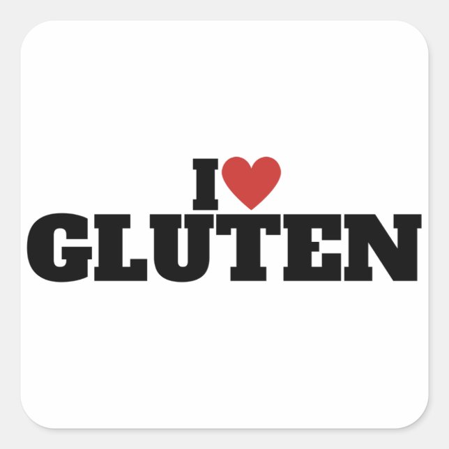 I Love Gluten Square Sticker (Front)
