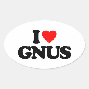 I LOVE GNUS OVAL STICKER