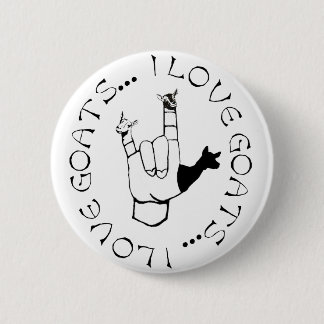 I Love Goats ASL Sign Language Hand Symbol 6 Cm Round Badge