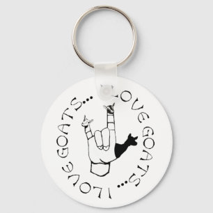 I Love Goats ASL Sign Language Hand Symbol Key Ring