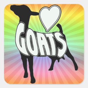 I LOVE GOATS LOGO ICON SQUARE STICKER
