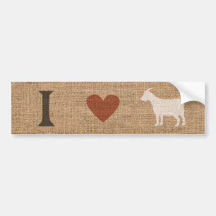 I Love Goats Rustic Burlap Bumper Sticker