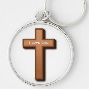 "I LOVE GOD" CROSS KEY RING