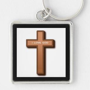 "I LOVE GOD" CROSS KEY RING