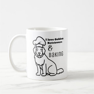 I Love Golden Retrievers and Baking Line Art Coffee Mug