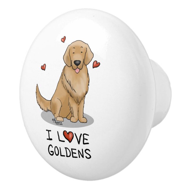 I Love Goldens - I Love Golden Retrievers Ceramic Knob (Right)