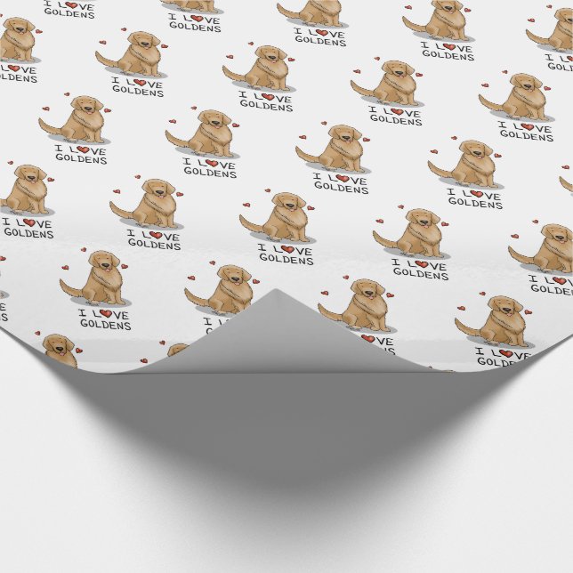 I Love Goldens I Love Golden Retrievers Cute Wrapping Paper (Corner)