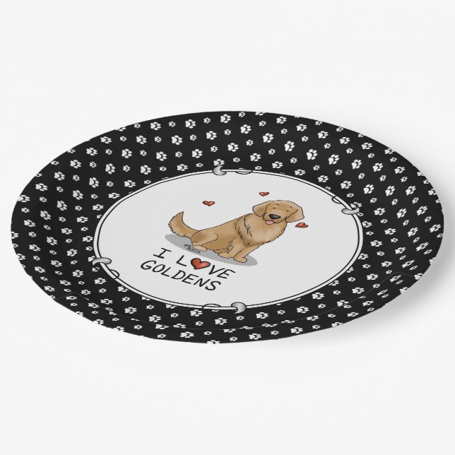 I Love Goldens - I Love Golden Retrievers Paper Plate (Angled)