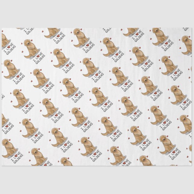 I Love Goldens - I Love Golden Retrievers Tissue Paper (Front)