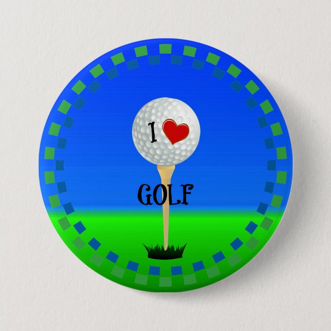 I Love Golf 7.5 Cm Round Badge (Front)
