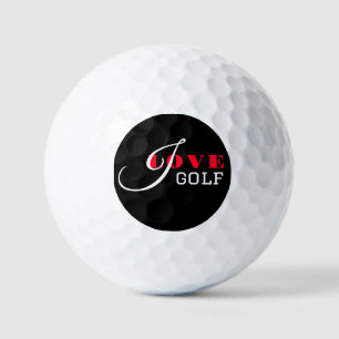 I love golf ( add your text) Black Valentine Golf Balls