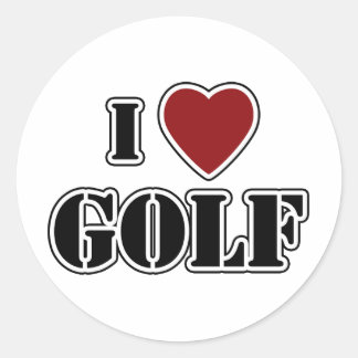 I Love Golf Classic Round Sticker