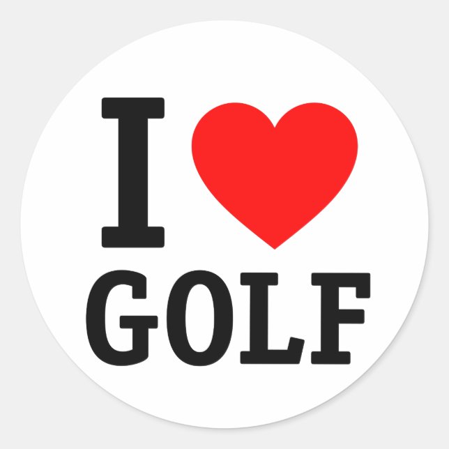 I Love Golf Classic Round Sticker (Front)