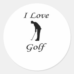 I Love Golf Classic Round Sticker
