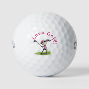 "I Love Golf" Fun Golf Gal Golf Ball