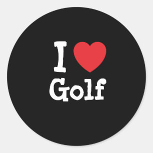 I love Golf heart custom personalised Classic Round Sticker
