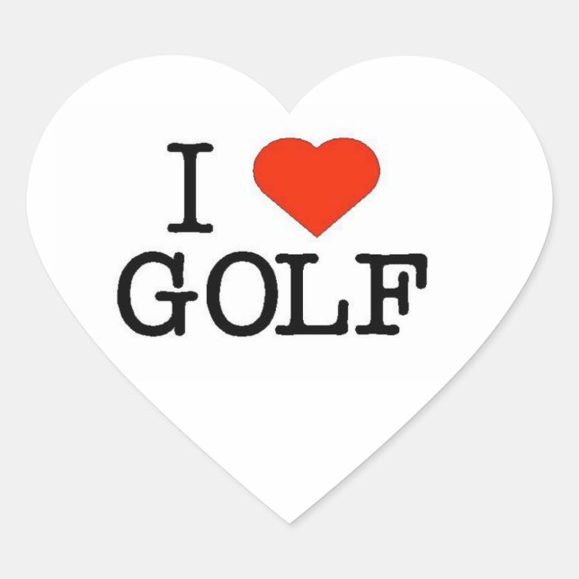 I Love Golf Heart Sticker (Front)