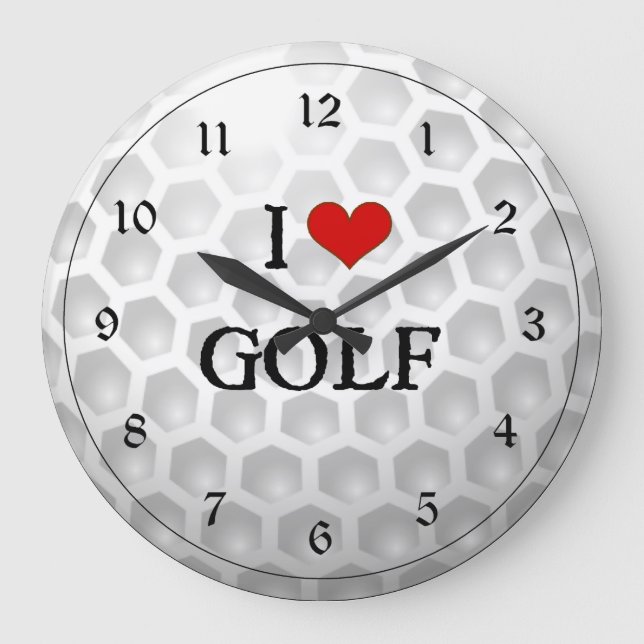 I Love Golf Large Clock (Front)