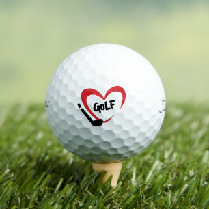 I Love Golf, Name of Loved One, Heart Custom Text Golf Balls