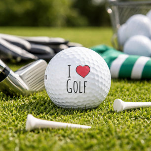 I love golf red heart balls