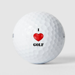 I love Golf red heart  Balls