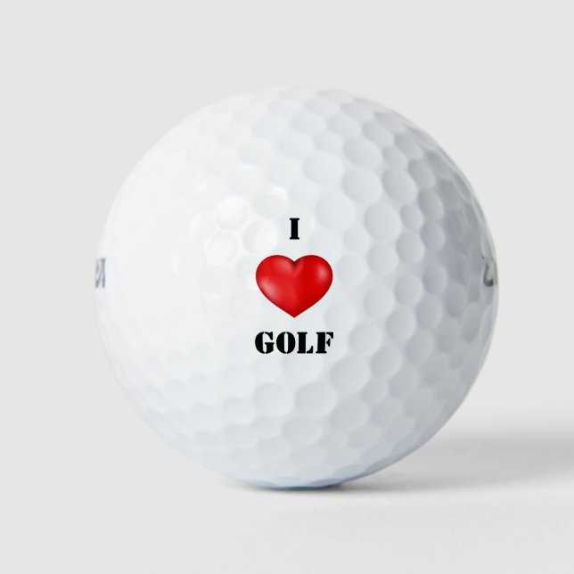 I love Golf red heart  Balls (Front)