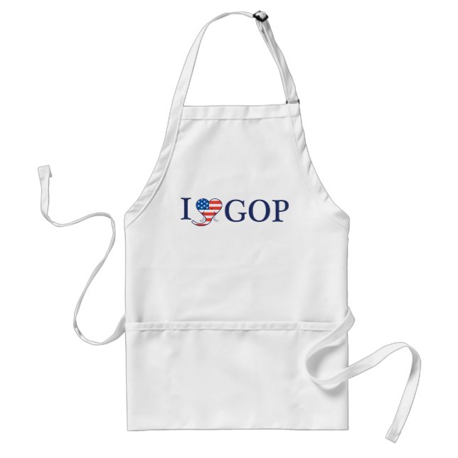"I Love GOP" White BBQ Grilling Apron (Front)