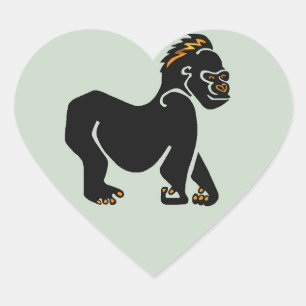 I love GORILLAS - Ape - Primate - African wildlife Heart Sticker
