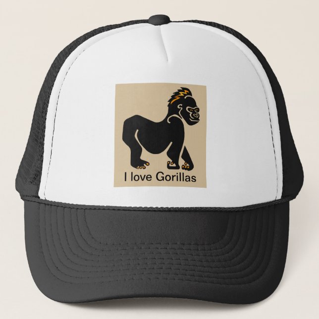 I love GORILLAS - Wildlife - Animal lover Trucker Hat (Front)