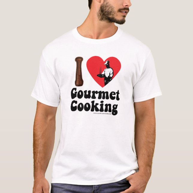 I Love Gourmet Cooking Heart Logo Design T-Shirt (Front)